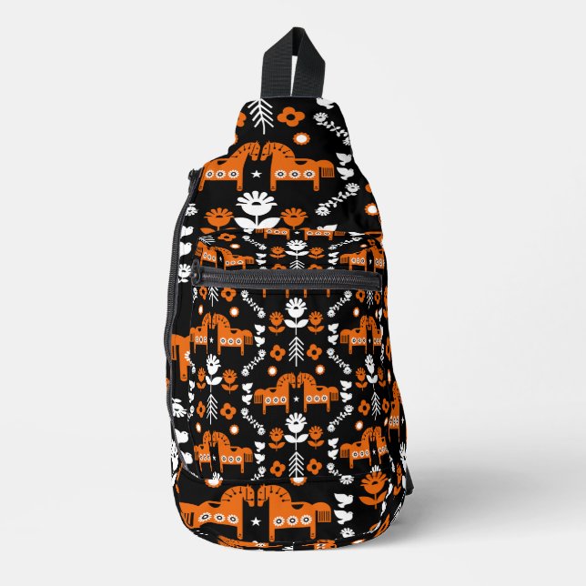 Skandinavisches Pferdervolk Crossbody Bag (Vorderseite)