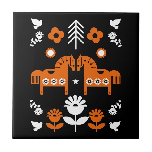 Skandinavisches Pferdervolk Fliese (Vorderseite)