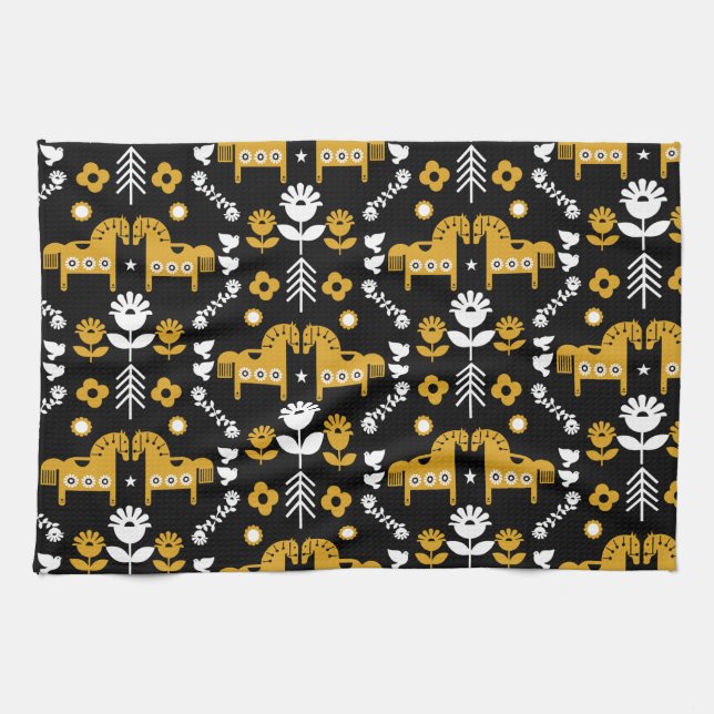 Skandinavisches Pferdervolk Geschirrtuch (Horizontal)