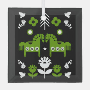 Skandinavisches Pferdervolk Ornament Aus Glas