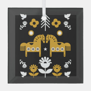 Skandinavisches Pferdervolk Ornament Aus Glas