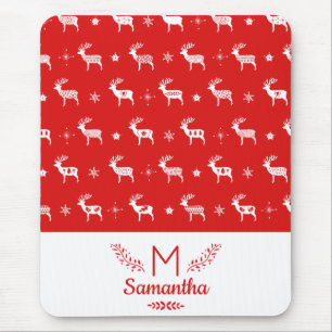 Skandinavisches Rentier Rot & Weiß Feriengroßbuchs Mousepad