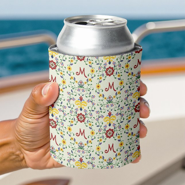 Skandinavisches Rosemaling Monogram Muster Nordic Dosenkühler (Von Creator hochgeladen)