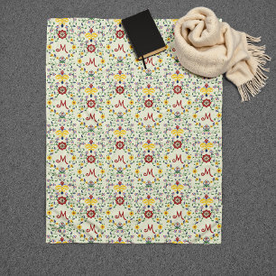 Skandinavisches Rosemaling Monogram Muster Nordic Fleecedecke