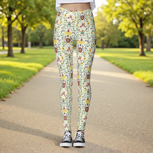 Skandinavisches Rosemaling Monogram Muster Nordic Leggings (Von Creator hochgeladen)