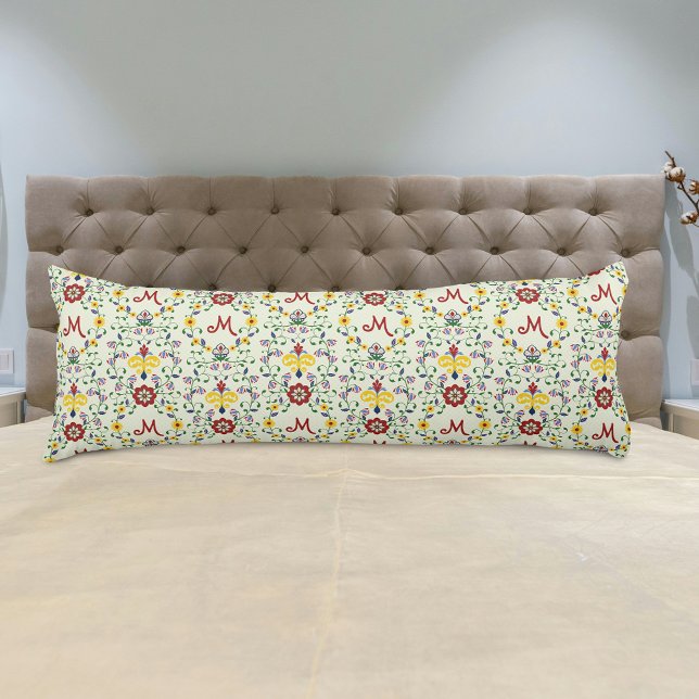 Skandinavisches Rosemaling Monogram Muster Nordic Seitenschläferkissen (Von Creator hochgeladen)