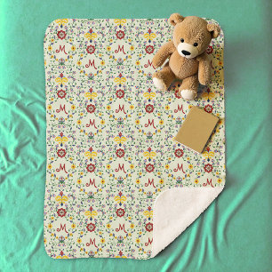 Skandinavisches Rosemaling Monogram Muster Nordic Sherpadecke