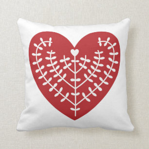 Skandinavisches rotes Herz-Wurfs-Kissen Kissen