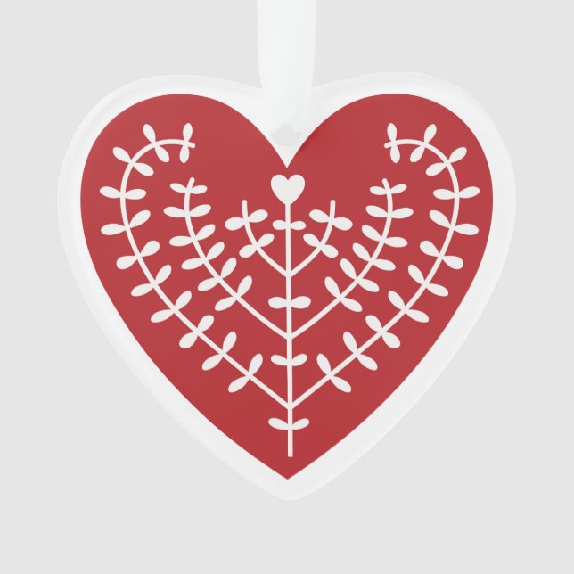 Skandinavisches Rotherz Akronylic Ornament (Vorderseite)