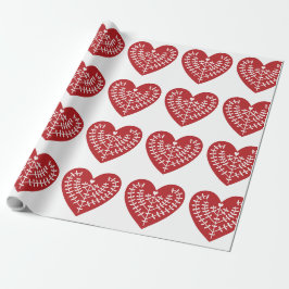 Skandinavisches Rotherz-Wrapping Paper Geschenkpapier