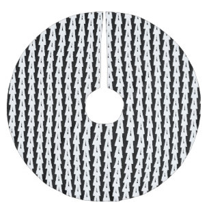 Skandinavisches Schwarz-weißes Kiefernbaummuster Polyester Weihnachtsbaumdecke