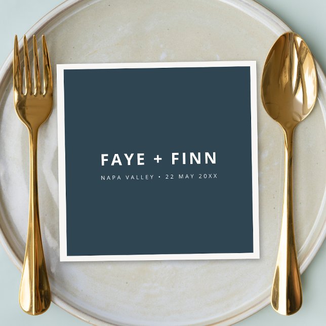 Skandinavisches Smoke Blue Minimalistisch Hochzeit Serviette (Von Creator hochgeladen)