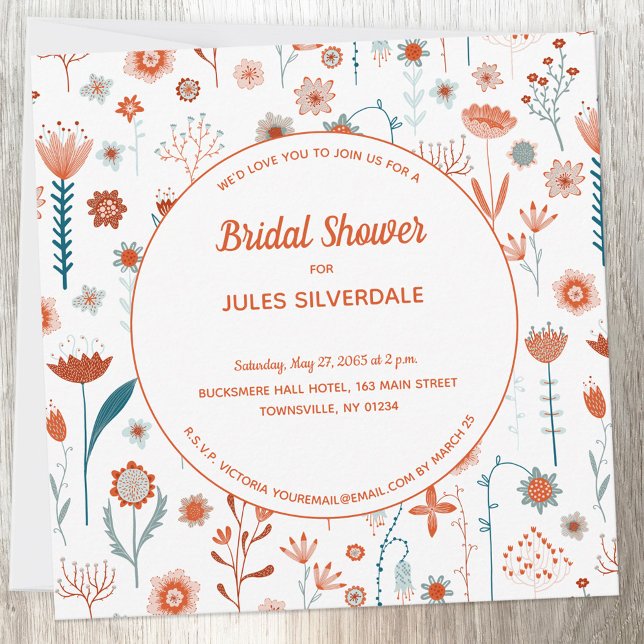 Skandinavisches Sommer-Blume-Brautparty Einladung (Scandinavian wildflower custom bridal shower invitation)
