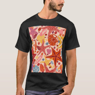Skandinavisches Sommermeer: Starfish-Muster T-Shirt
