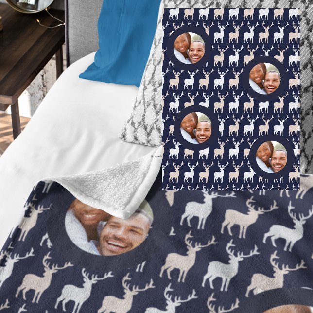 Skandinavisches Sternchen FOTO Blanket Navy Blue Fleecedecke (Von Creator hochgeladen)
