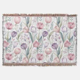 Skandinavisches Tulpen-Blumenmuster Decke