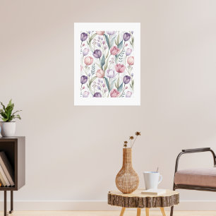 Skandinavisches Tulpen-Blumenmuster Poster