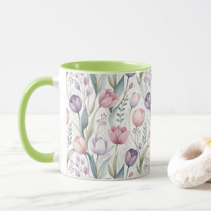 Skandinavisches Tulpen-Blumenmuster Tasse