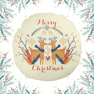 Skandinavisches Volksholz Rundes Kissen