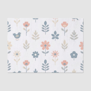Skandinavisches Volkskunst-Blumen-Vogel-Muster Seidenpapier