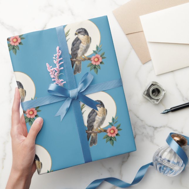 Skandinavisches Volkskunst-Vogel-Blumen-Geschenkpa Geschenkpapier (Schenken)