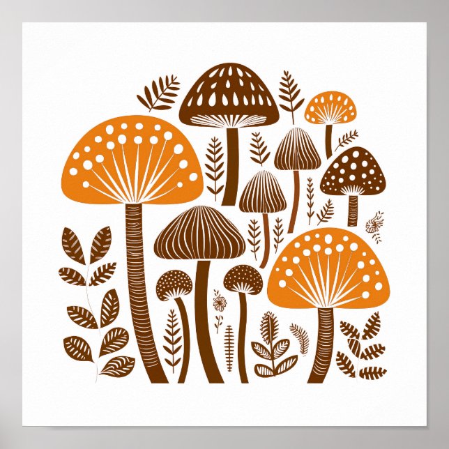 Skandinavisches Volksmushroom Art Poster (Vorne)