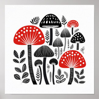 Skandinavisches Volksmushroom Art Poster