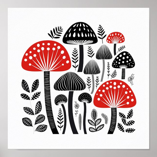 Skandinavisches Volksmushroom Art Poster (Vorne)