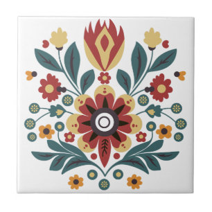 Skandinavisches volkstümliches florales Motiv Fliese