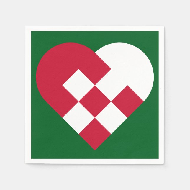 Skandinavisches Weihnachten Herz Serviette (Vorderseite)