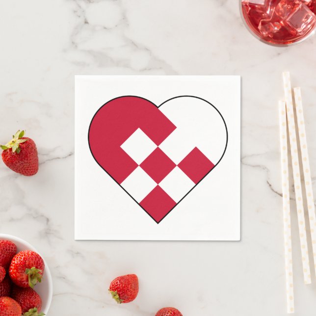 Skandinavisches Weihnachten Herz Serviette (Beispiel)