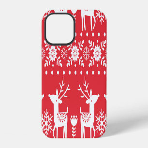 Skandinavisches Weihnachten: Schneeflocken & Hirsc iPhone 12 Hülle