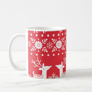 Skandinavisches Weihnachten: Schneeflocken & Hirsc Kaffeetasse