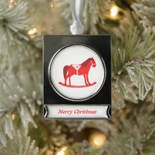 Skandinavisches Weihnachts-Schaukelpferd individue Banner-Ornament Silber