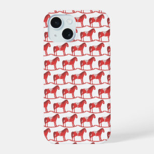 Skandinavisches Weihnachts-Schaukelpferd-Muster iPhone 15 Hülle