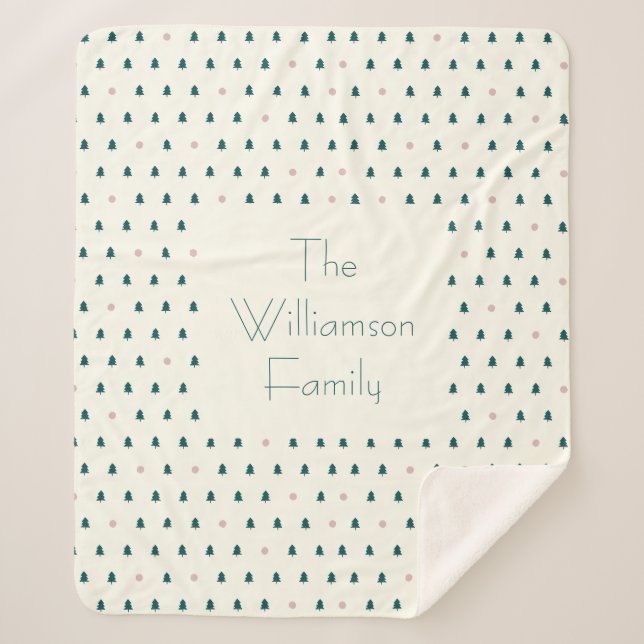 Skandinavisches Weihnachtsbaummuster Personalisier Sherpadecke (Vorderseite)