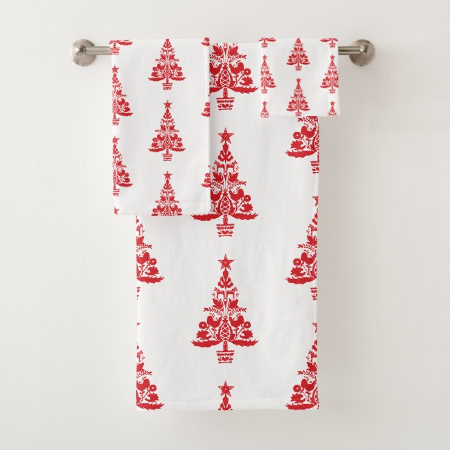 Skandinavisches Weihnachtsbaumpattern Badetuch Set (Insitu)