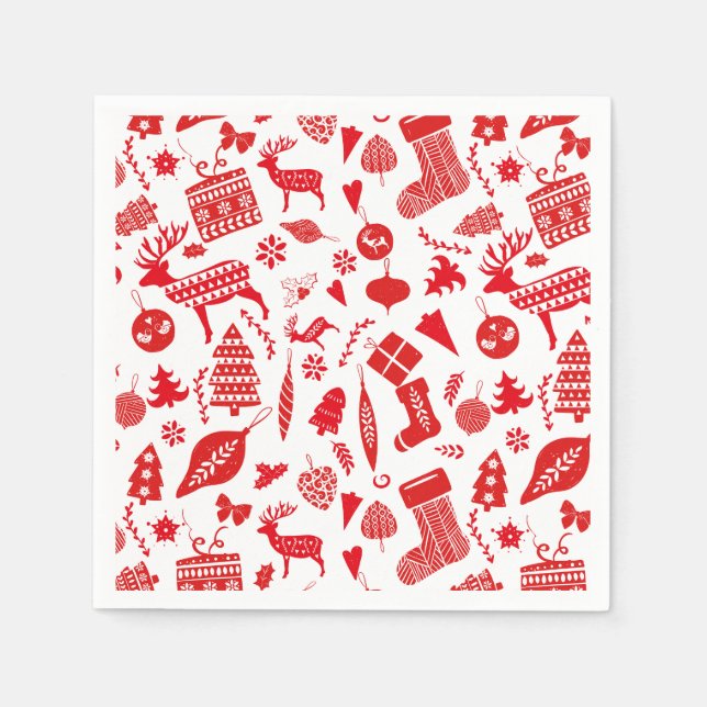 Skandinavisches Weihnachtsfest Serviette (Vorderseite)