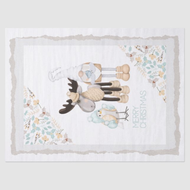 Skandinavisches Weihnachtsgnom - Elch - Vogel Seidenpapier (Vorderseite)