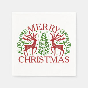 Skandinavisches Weihnachtsmotiv mit Hirschen Serviette