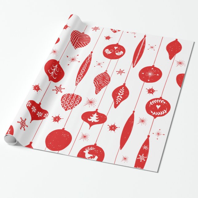 skandinavisches Weihnachtsmuster Geschenkpapier (Ungerollt)
