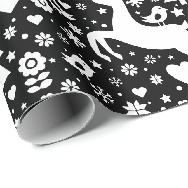 skandinavisches Weihnachtsmuster Geschenkpapier (Rolleneckpunkt)