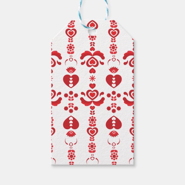 Skandinavisches Weihnachtsmuster Modernes Rosemali Geschenkanhänger (Vorderseite)