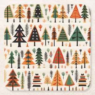 Skandinavisches Weihnachtsmuster Rechteckiger Pappuntersetzer