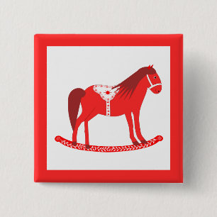Skandinavisches Weihnachtspferd Button
