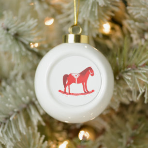 Skandinavisches Weihnachtspferd Keramik Kugel-Ornament