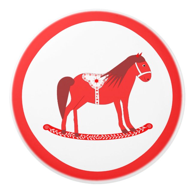 Skandinavisches Weihnachtspferd Keramikknauf (Vorderseite)