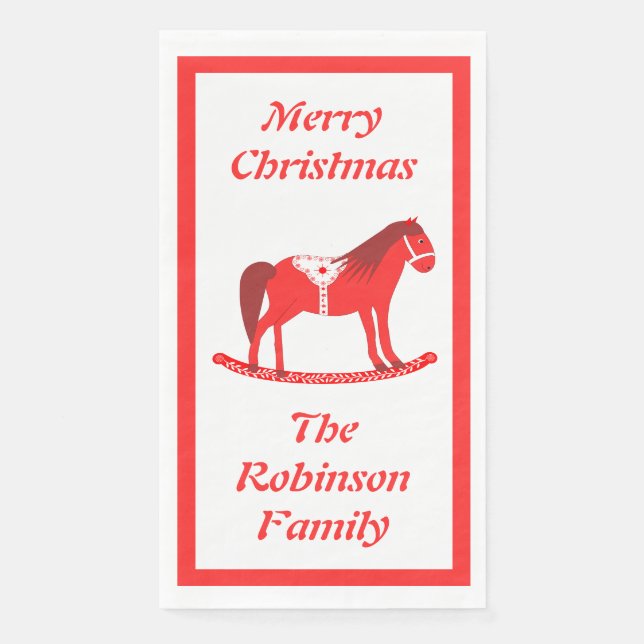 Skandinavisches Weihnachtsrockpferd Custom Serviette (Vorderseite)