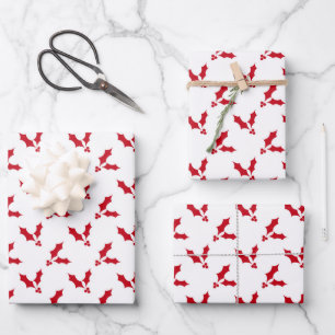 Skandinavisches Weißes Mistletosmuster Weihnachten Geschenkpapier Set