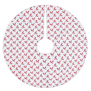 Skandinavisches Weißes Mistletosmuster Weihnachten Polyester Weihnachtsbaumdecke